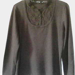 Apt.9 L Brown Sweater w/Lace Top